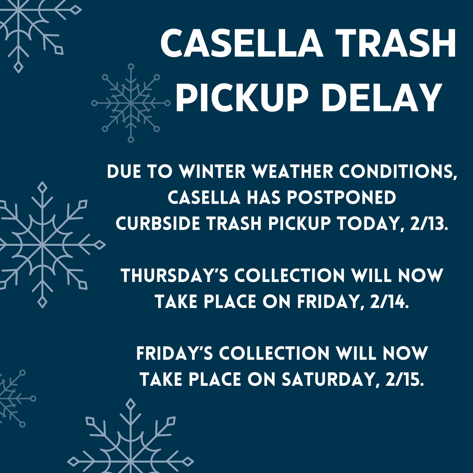 trash pickup delay flyer